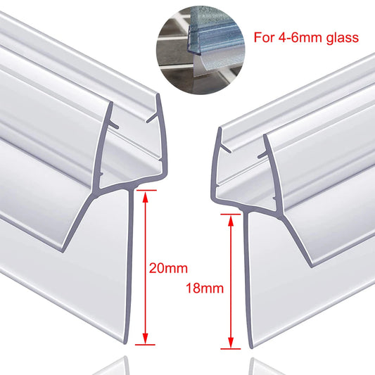 Bath Shower Screen Door Seal Strip PVC Frameless Glass Door Bottom Weather Stripping Seal Sweep Water Blocking Strips